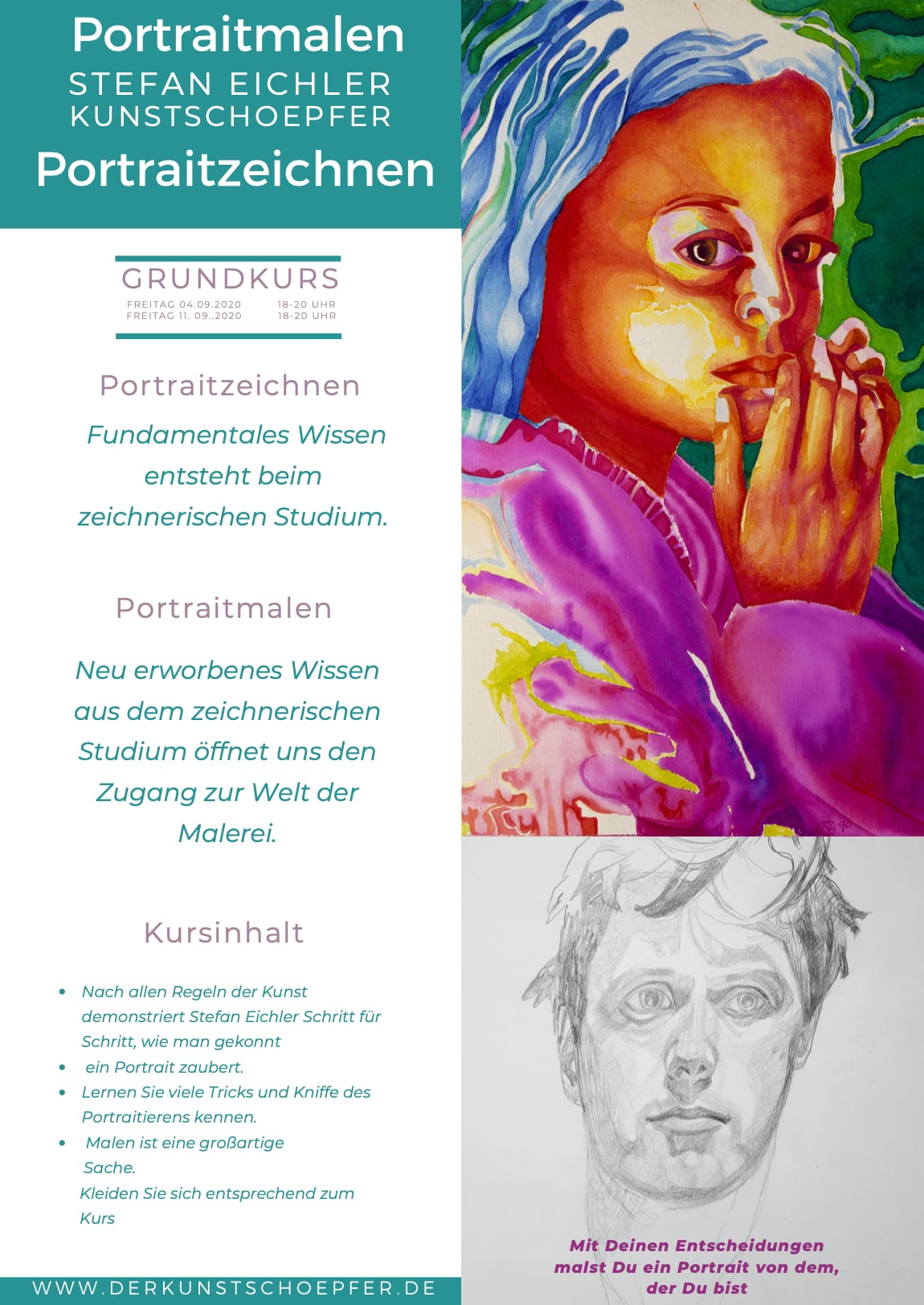 Portraitmalen - Portraitzeichnen - Grundkurs